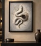 Handmade Snake Wall Art – Framed 3D Plaster Serpent Relief