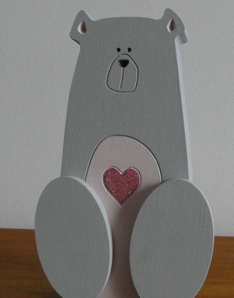 Seconds Sunday - Bear With Heart - Grey