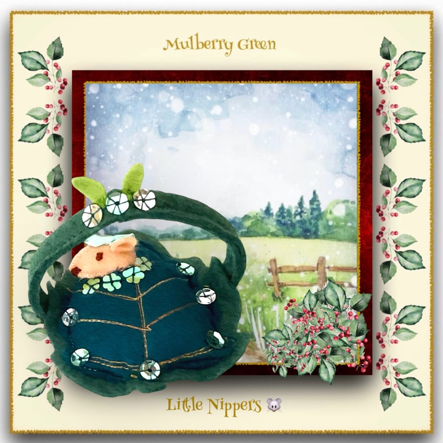 Sage Oakwood - a Baby Pip Squeak from Mulberry Green in a Leaf Cradle