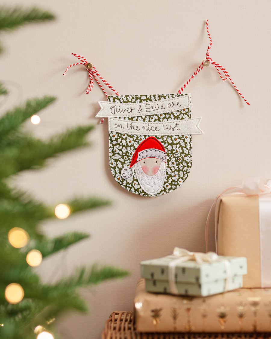 Embroidered On the Nice List Sign - Custom