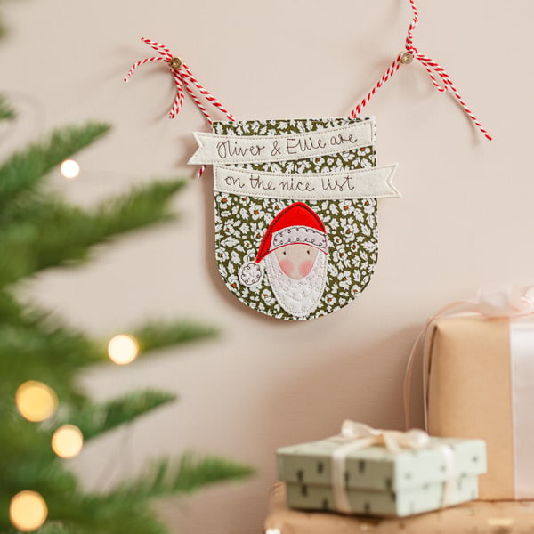 Embroidered On the Nice List Sign - Custom