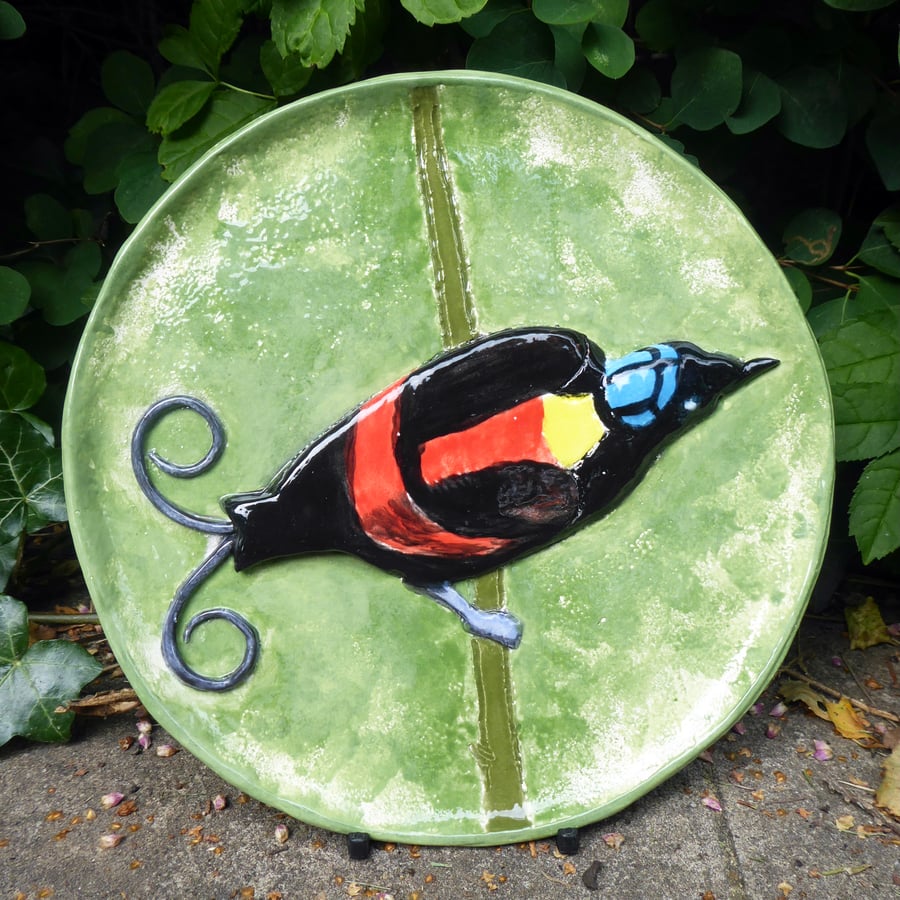 Bird of Paradise Ceramic Plate - Hand Sculpted - by Jacqueline Talbot Designs