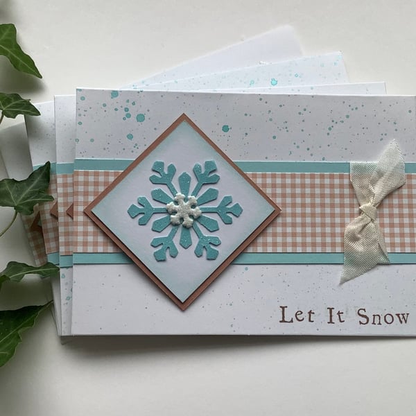  CHRISTMAS CARDS, pack of 4 , ' Let It Snow ' ....ready to ship..
