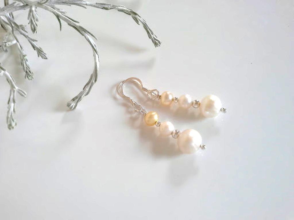 Dainty Dangle Culture Pearl Sterling Silver Earrings