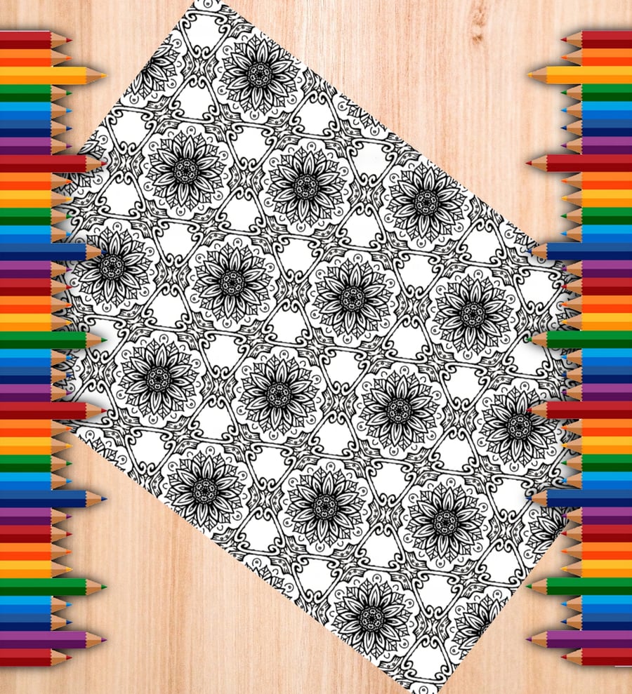 Digital Colouring Pack - Tiled Patterns Pack 1