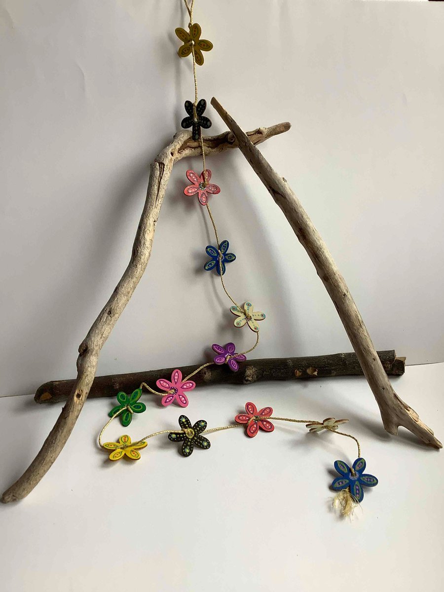 Hand painted flower mobile