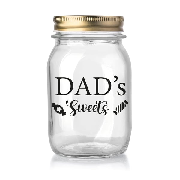 Personalised Sweet Jar Sticker Father's Day Name Glass Vinyl