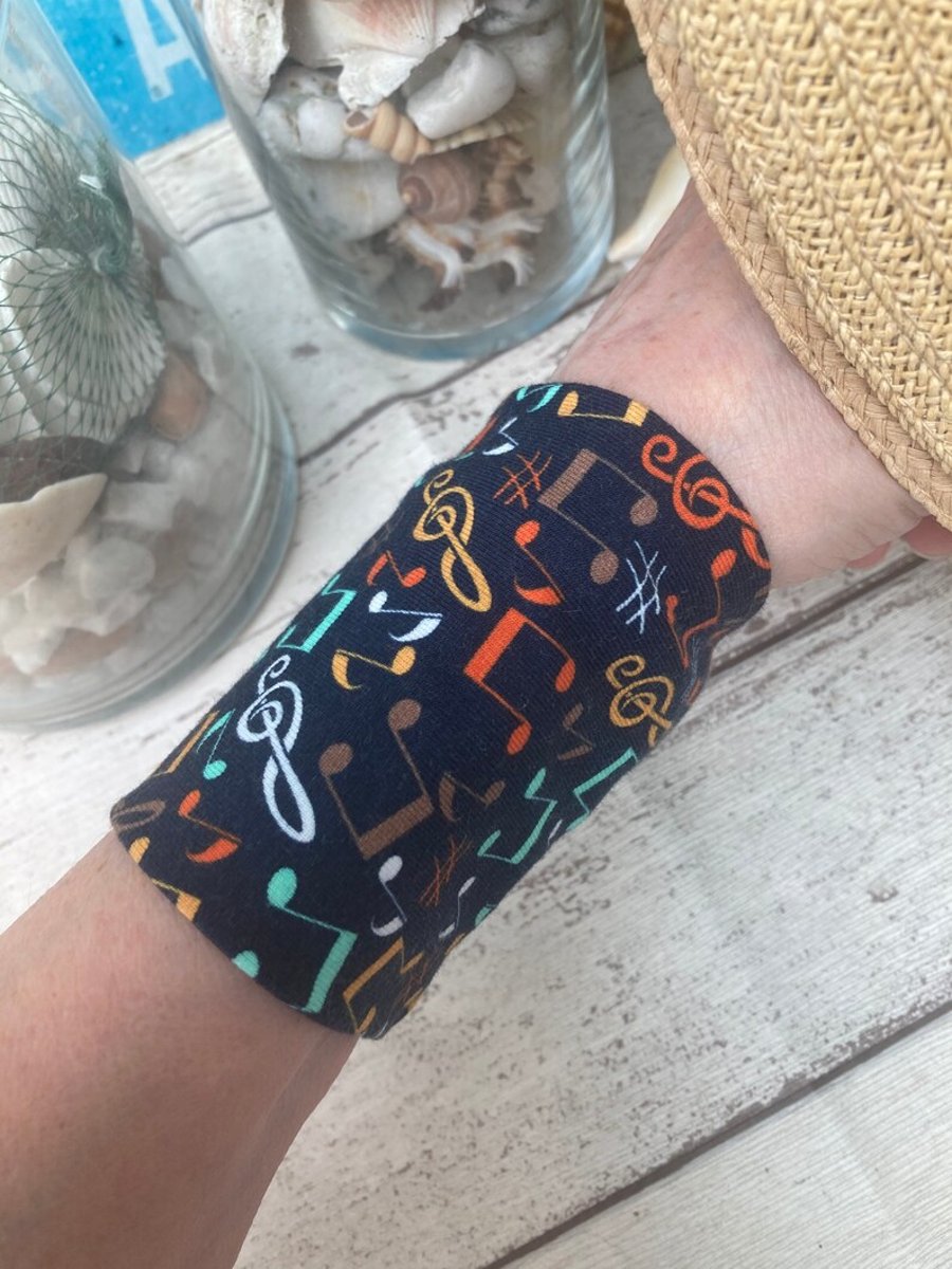 Music theme wrist cuff bracelet, cuff covering for wrist