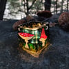 Wee candle holder, hand painted glass, mushrooms and toadstools under night sky