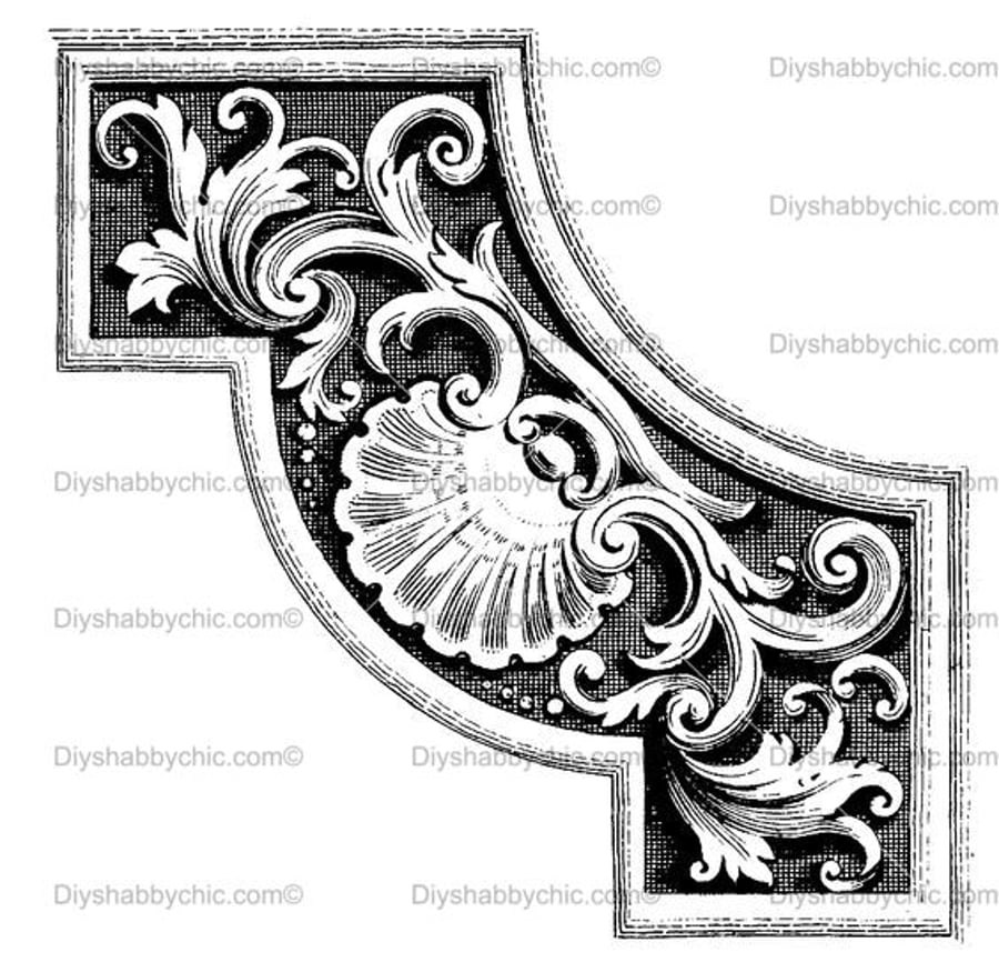 Waterslide Wood Furniture Decal Vintage Image Transfer Shabby Chic Shell Scroll