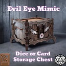 Large Evil Eye Mimic Chest, Dice or card storage - Dungeons and Dragons, RPG tab