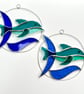 Stained Glass Dolphin Circle Suncatcher - Dolphin - Handmade Window Decoration 