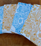 Square Floral Lino Print Card in Blue  - Image 2