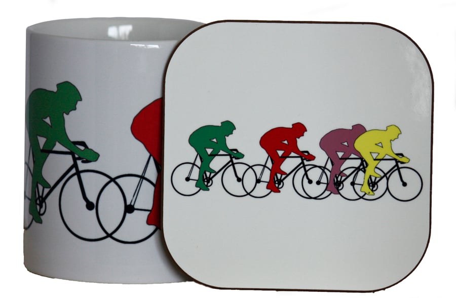 Cycling Mug and Coaster Gift Set for all cycling enthusiasts