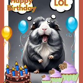 Happy Birthday LOL Guinea Pig Card A5