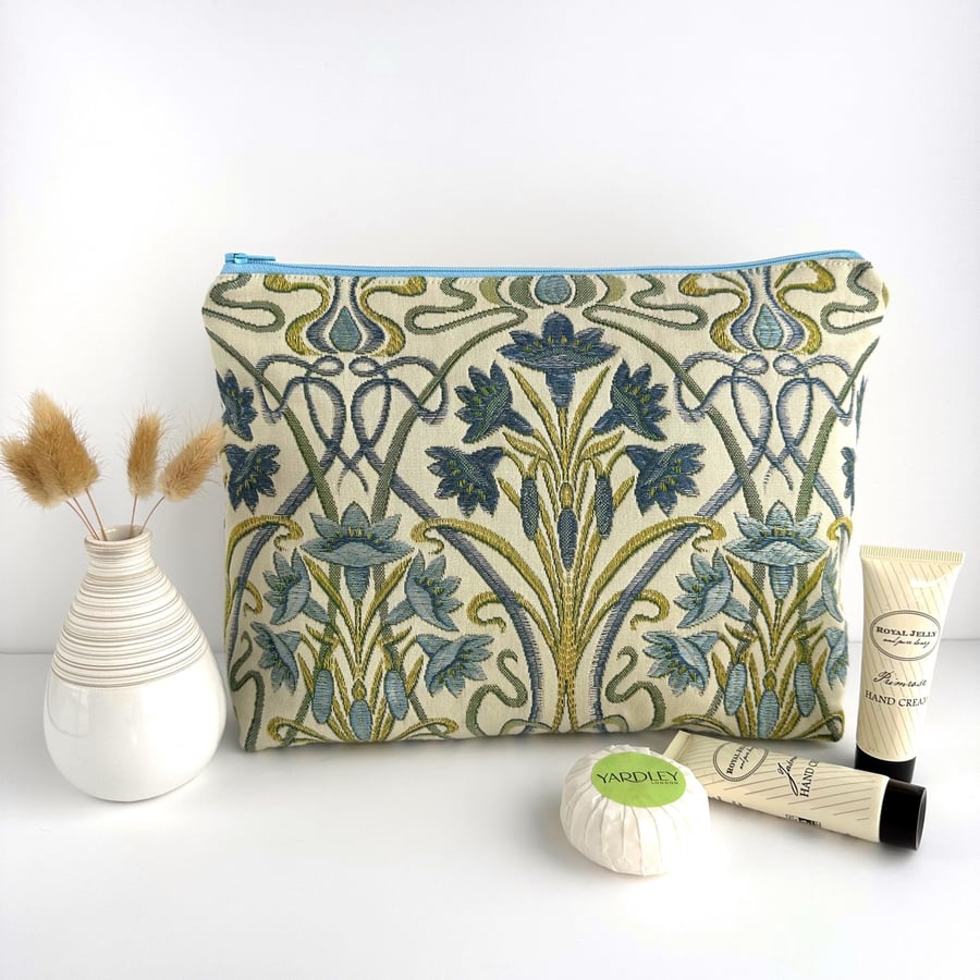Art Nouveau Toiletry Bag in Tiffany Prussian Fabric