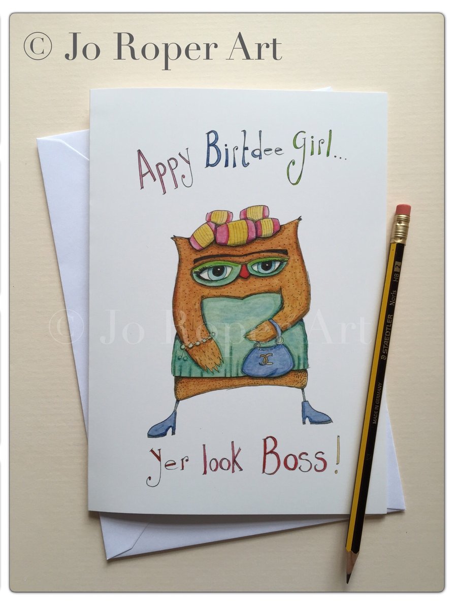 Funny Scouse birthday greetings card Liverpool Rollers girl by Jo Roper