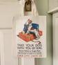 Wire Fox Terrier Dog Tote Bag, Vintage Train Travel Poster, Dog Lover Gift
