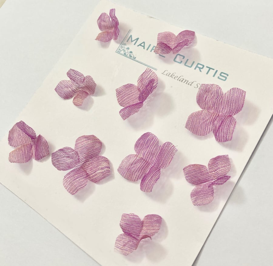 Metallic Violet Gold Silk organza Hydrangea Flowers