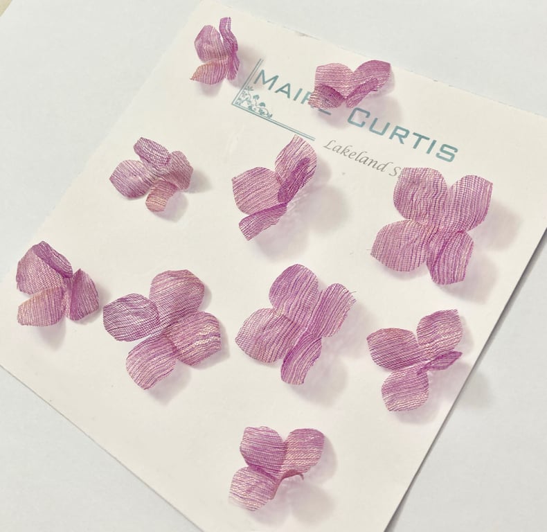 Metallic Violet Gold Silk organza Hydrangea Flowers