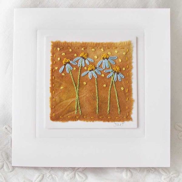 RUST PRINTED EMBROIDERED CARD FLORAL