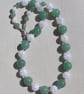 Green Aventurine & Clear Quartz Gemstone Chunky Beaded Necklace "Pine Sparkle" - Image 4