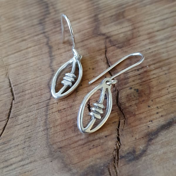 Silver Rugby Ball Drop Earrings