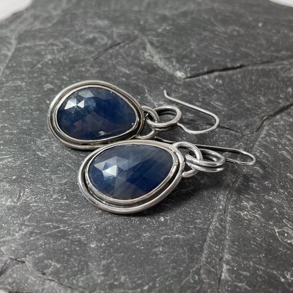 Sapphire and sterling silver earrings 