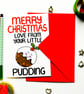 Christmas Card For Grandparnts, Godparents Funny Cute Christmas Pudding Card  - Image 5