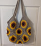 Sunflower Crochet bag, granny square bag - Image 3