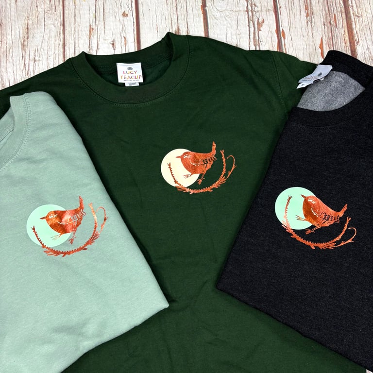 The Little Wren Sweatshirt. Colourful Nature Sweater 