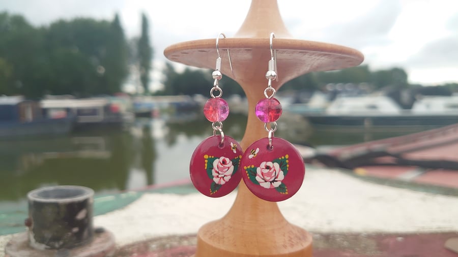 Handpainted Wooden Earrings 