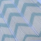 Pale blue green and off white striped baby blanket in cotton yarn 