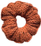 Knitted Scrunchie Orange Brown Double Sided Set of 3 Handmade Scrunchies - Image 2