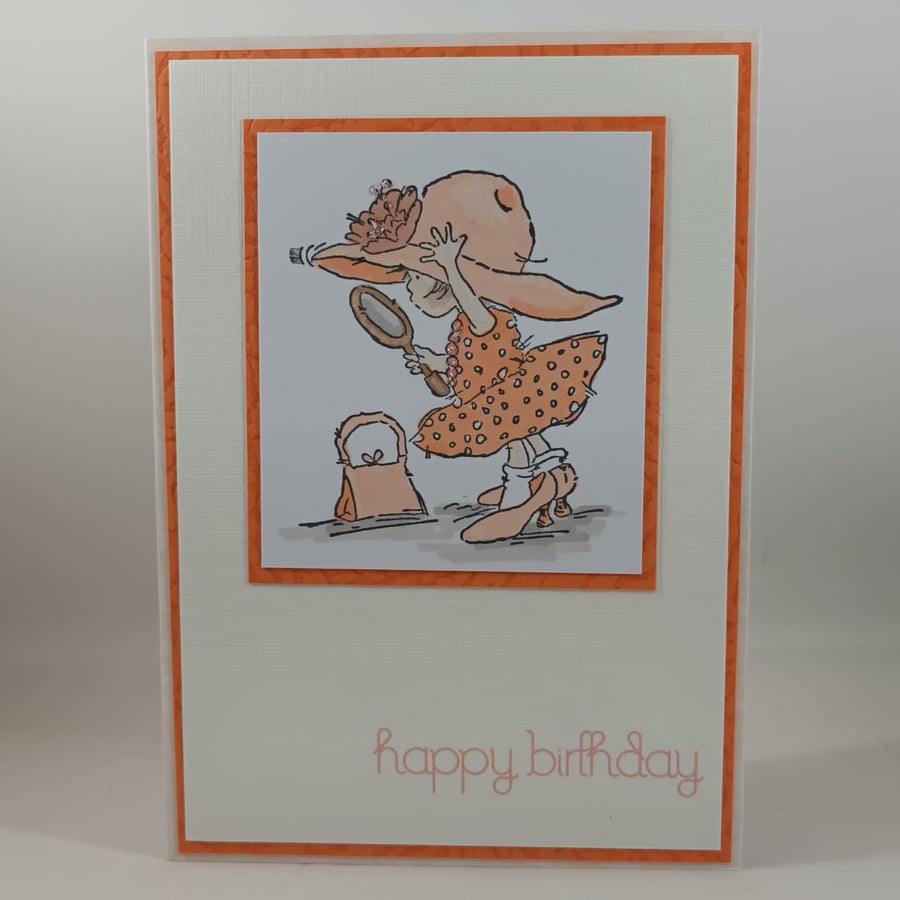 Pretty girl happy birthday card