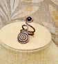 Antique Copper Spiral Ring with Blue Stone, Boho Statement Ring,  - Image 4