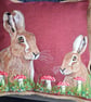 Needle Felted Hare & Mushroom Cushion  Pillow  Handmade Woodland Forest Decor - Image 3