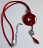 Red Disc & Silver Fangs Pendant  - Image 1