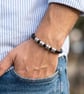 Men's Personalised Leather Bracelet with Four Hand Stamped Rings - Free Delivery - Image 2
