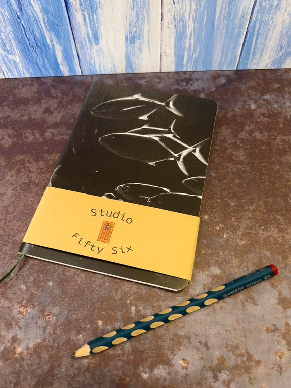Notebook, Marine themed, A5 (ish), made from up-cycled and recycled materials.