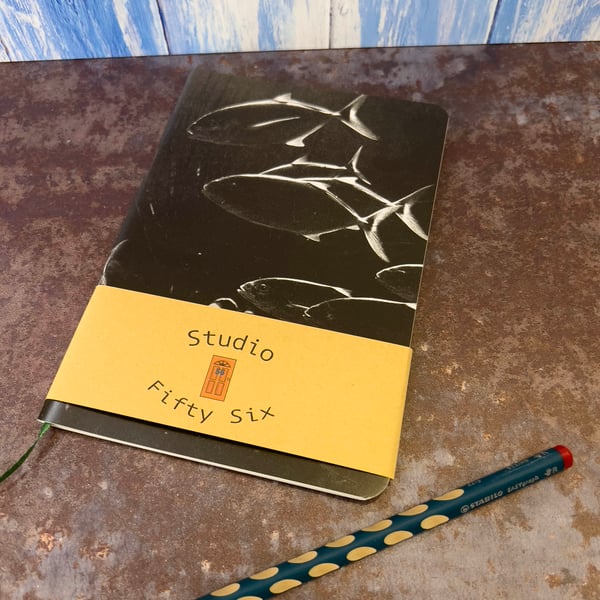 Notebook, Marine themed, A5 (ish), made from up-cycled and recycled materials.