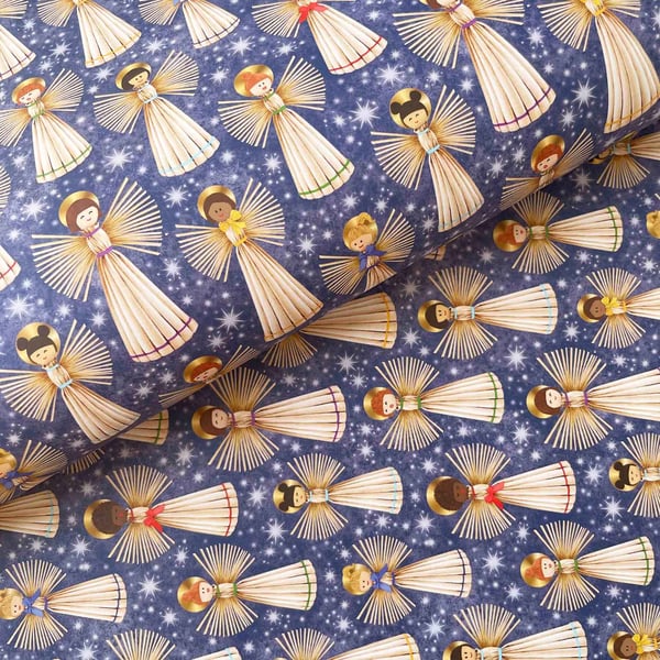 Nordic-Inspired Christmas Angels Gift Wrap & Tag