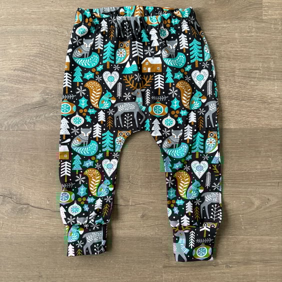 Winter Scene cuffed leggings - 6-9 months & 12-18 months