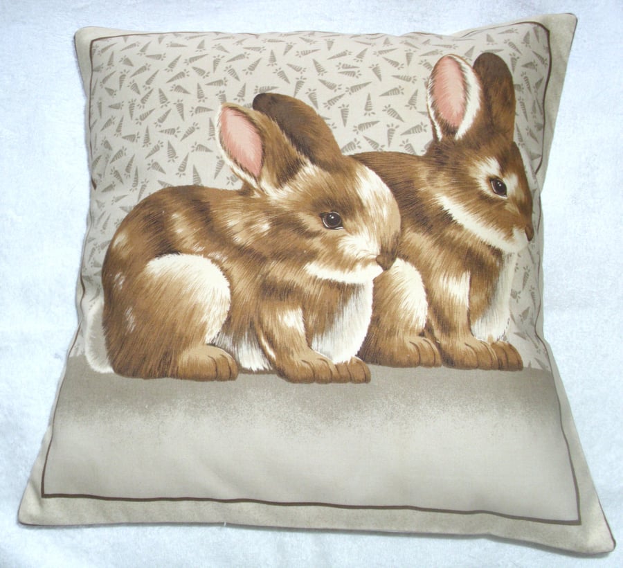 Pretty little Bunnies sitting together cushion