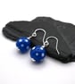 blue polka dot glass earrings