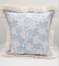 Blue and white, country cottage style, frilly cushion cover,  envelope backed,   - Image 1