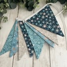 Handmade Fabric Bunting 8 Flags in Coastal Shells & Starfish Design