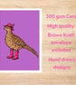 Pheasant Greetings Card - Hand Drawn Pheasant in Pink Wellies - A6 Card - Image 9