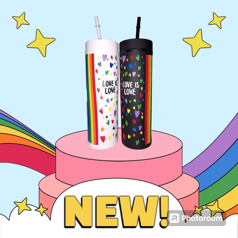 Pride Love is Love 16oz Matt Skinny Tumbler Drinkware LGBT Gift