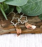 Earrings, Sterling Silver Star and Copper Moon Dropper Earrings